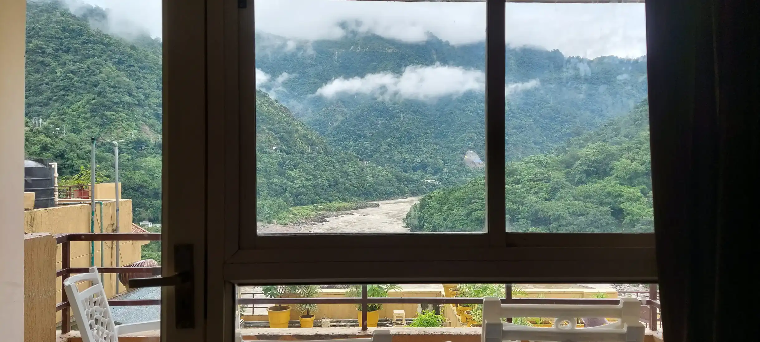 River and mountain view from the apartment balcony