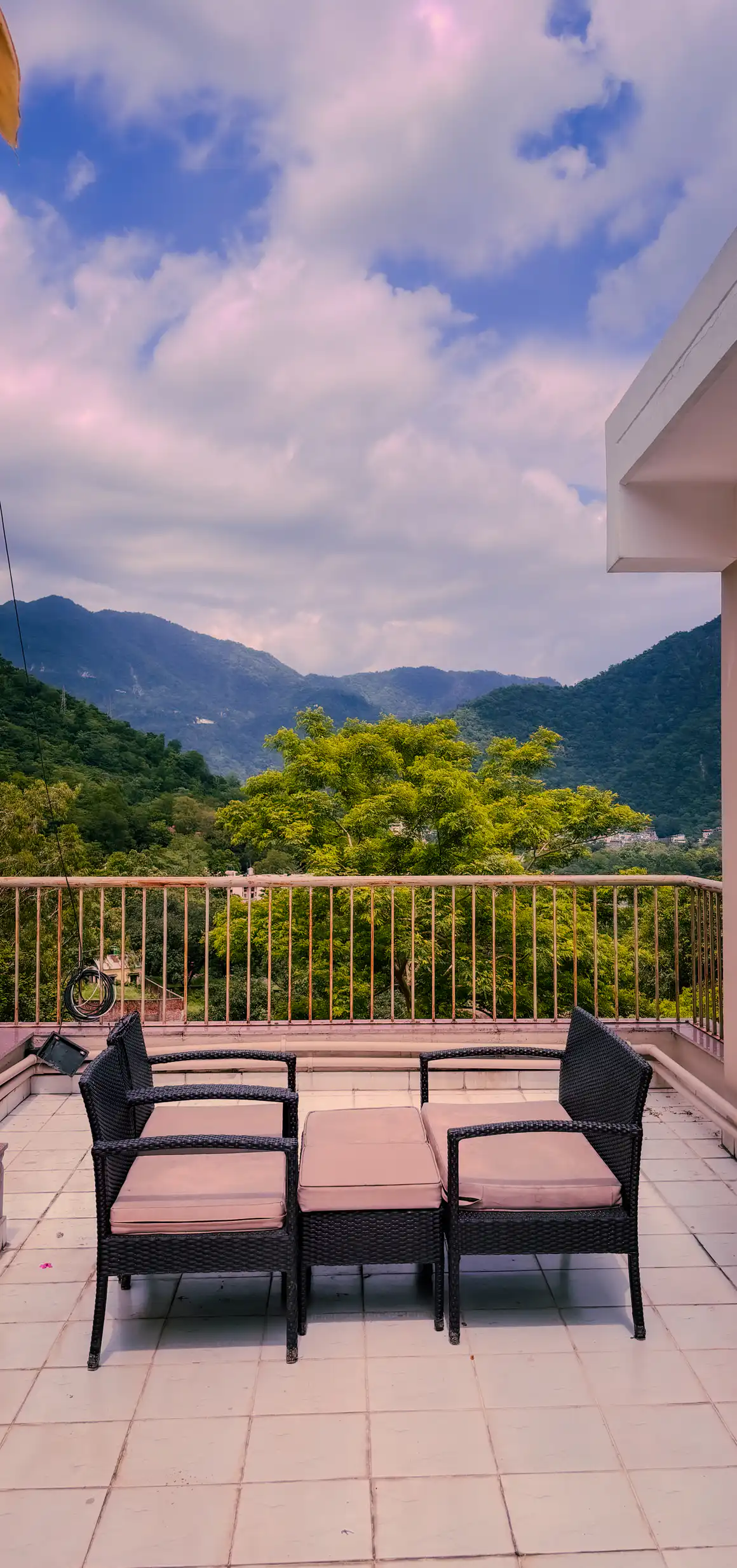 Private terrace with mountain panorama at Ganges Heaven