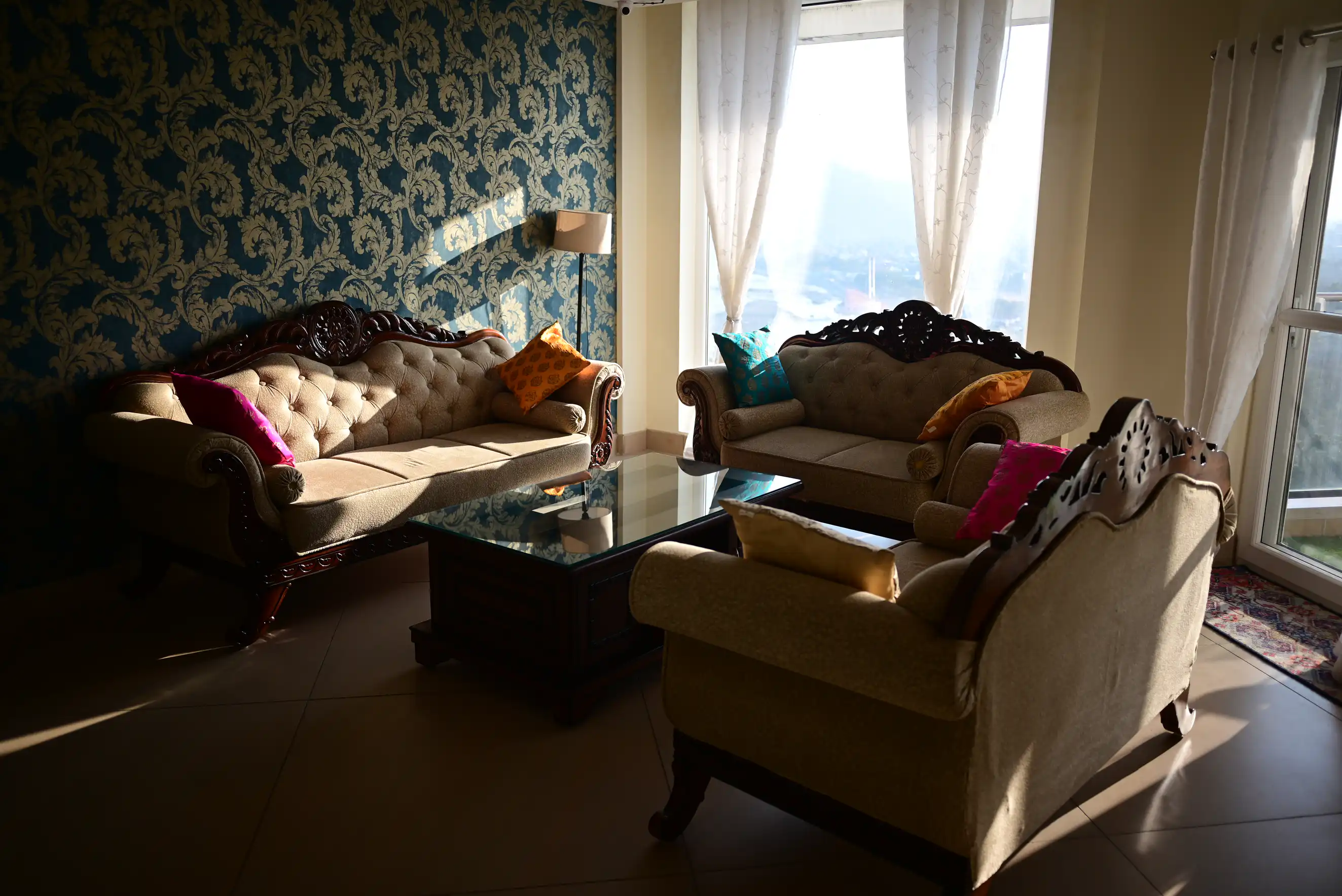 Elegant lounge seating at Ganges Heaven